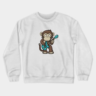 Monkey Playing Guitar Crewneck Sweatshirt